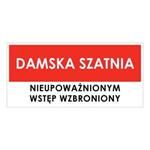 DAMSKA SZATNIA, naklejka 190x90 mm