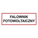 Falownik fotowoltaiczny  - znak BHP, płyta PVC 2 mm z dziurkami 150 x 50 mm