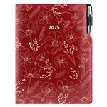 Kalendarz książkowy DESIGN dzienny A4 2025 polski - bordo - kwiaty 