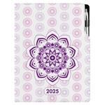 Kalendarz książkowy DESIGN dzienny A4 2025 polski - Mandala fioletowa 