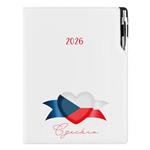 Kalendarz książkowy DESIGN dzienny A4 2026 polski - biały - Czeska - flaga 