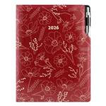 Kalendarz książkowy DESIGN dzienny A4 2026 polski - bordo - kwiaty 