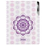 Kalendarz książkowy DESIGN dzienny A4 2026 polski - Mandala fioletowa 