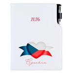 Kalendarz książkowy DESIGN dzienny A5 2026 polski - biały - Czeska - flaga 