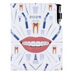 Kalendarz książkowy DESIGN dzienny A5 2026 polski - biały - Dentysta 