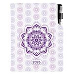 Kalendarz książkowy DESIGN dzienny A5 2026 polski - Mandala fioletowa 