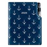 Kalendarz książkowy DESIGN dzienny B6 2025 polski - granatowy - marynarski- kotwice 