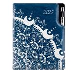 Kalendarz książkowy DESIGN dzienny B6 2025 polski - granatowy - ornament 
