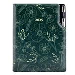 Kalendarz książkowy DESIGN dzienny B6 2025 polski - zielony - kwiatki 