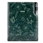 Kalendarz książkowy DESIGN tygodniowy B5 2026 polski - zielony - kwiatki 