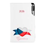 Kalendarz książkowy DESIGN tygodniowy kieszonkowy 2026 polski - biały - Czeska - flaga 