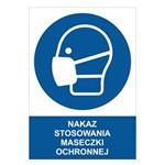 NAKAZ STOSOWANIA MASECZKI OCHRONNEJ  - znak BHP, 0,5 mm płyta PVC A5