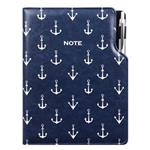 Notes DESIGN A4 kratkowany - niebieski - marynarski - kotwice 