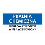 PRALNIA CHEMICZNA, niebieski - płyta PVC 1 mm 190x90 mm