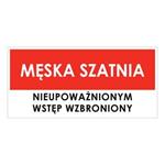 SZATNIA MĘSKA, naklejka 190x90 mm