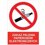 ZAKAZ PALENIA PAPIEROSÓW ELEKTRONICZNYCH - znak BHP, płyta PVC 329 x 466 mm, 2 mm