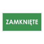 ZAMKNIĘTE, zielony - płyta PVC 2 mm 190x90 mm