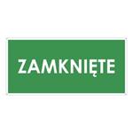 ZAMKNIĘTE, zielony - płyta PVC 2 mm z dziurkami 190x90 mm